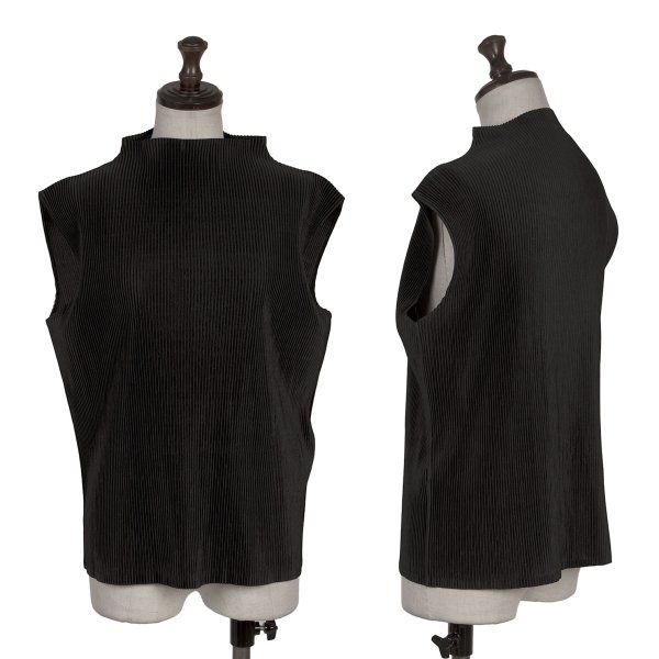 イッセイミヤケISSEY MIYAKE モックネックノースリーブプリーツ