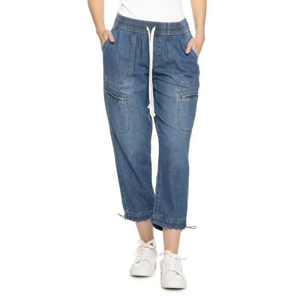 デモクラシー レディース ボトムス デニムパンツ ジーンズ Democracy HighRise Drawstring ToggleCuff Crop Jeans Mid Blue ブルー