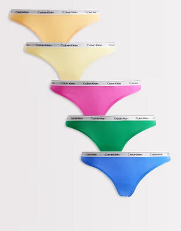 カルバンクライン レディース アンダーウェア ブリーフパンツ ロゴ Calvin Klein Icon Logo 5 pack thongsyelloworangebluepink MARDI GRAS GREENREL グリーン 20,221円