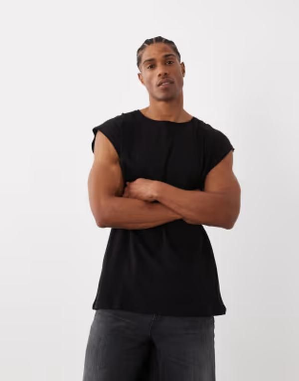 ブレーブソウル メンズ トップス Tシャツ Brave Soul oversized tank top Black ブラック