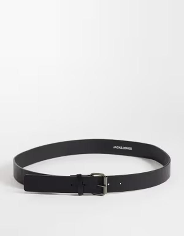 ジャック アンド ジョーンズ メンズ アクセサリー ベルト レザー Jack Jones leather mix belt Black ブラック