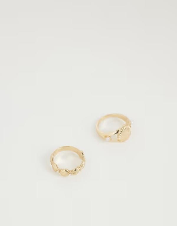 エイソス レディース アクセサリー リング ミニ ASOS DESIGN pack of 2 mini seashell rings tone GOLD ゴールド