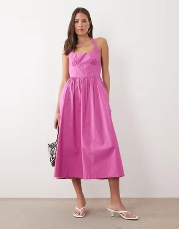 ノーバディーズ チャイルド レディース トップス ワンピース ギャザー ミディ スカート コットン ホルター Nobodys Child Hallie cotton richalter neck ruched skirt midi dress Purple パ 29,120円
