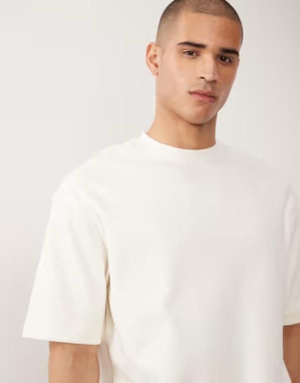 セレクティッド メンズ トップス Tシャツ Selected oversized heavyweight 300gsm tshirt Egret オフホワイト