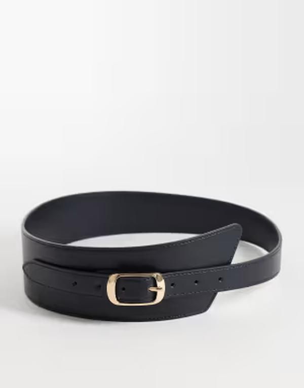エイソス レディース アクセサリー ベルト アシンメトリー ASOS DESIGN asymmetric waist belt Black ブラック