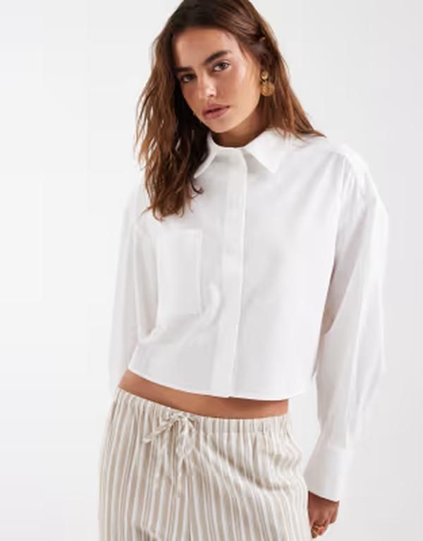 アンドアザーストーリーズ レディース トップス シャツ クロップド Other Stories cropped boxy shirt WHITE ホワイト
