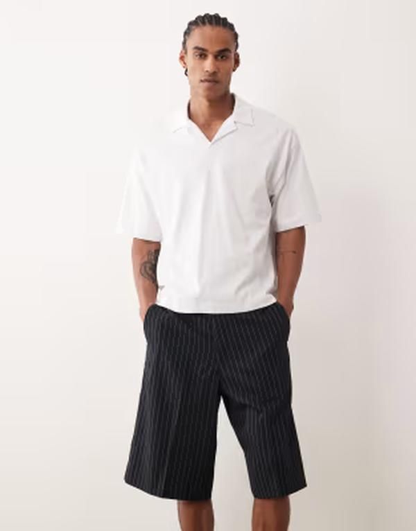 ジャック アンド ジョーンズ メンズ ボトムス ハーフパンツ・ショーツ ショートパンツ Jack Jones longline tailored shortstripes Dark Navy ネイビー