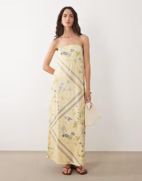 エイソス レディース トップス ワンピース フラワー柄 プリント ストラップレス マキシ フラワー ASOS DESIGN strapless maxi dress in floral print Floral Print