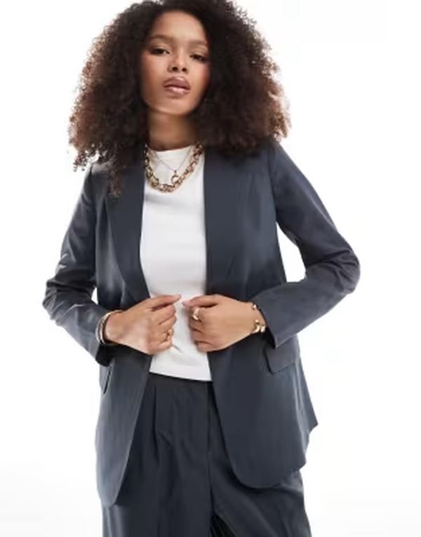 ヴェロモーダ レディース アウター ジャケット・ブルゾン ブレザー Vero Moda Rita relaxed tailored blazer in asphalt gray part of a set Asphalt グレー