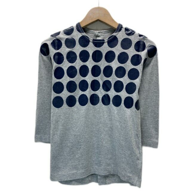 【中古】　COMME des GARCONS　ロンT　七分袖　カットソー　トップス　クルーネック　バックボタン　プリント　水玉　ドット　AD2008　日本製　ドメスティック　古着　/2496