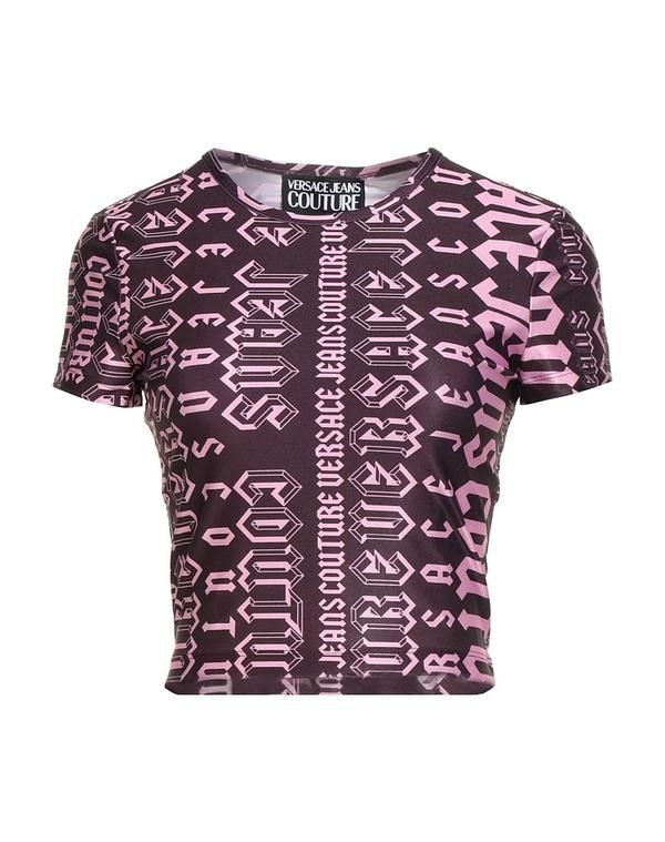 ヴェルサーチ レディース トップス Tシャツ VERSACE JEANS COUTURE クロップ トップス Dark Purple パープル
