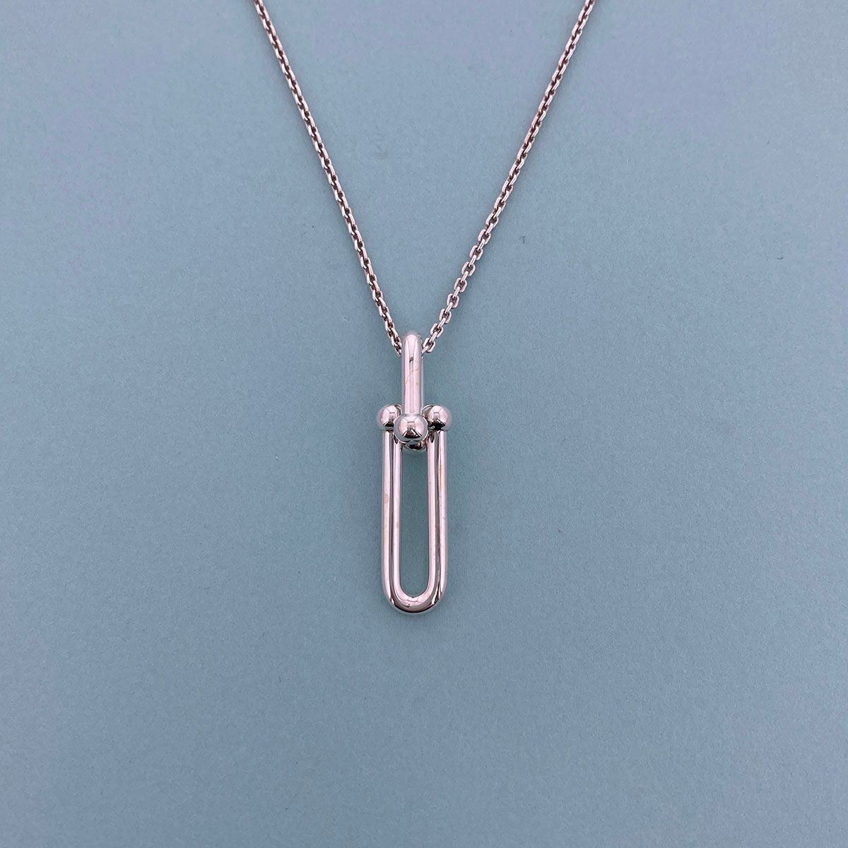 TIFFANY&Co. ティファニー ハードウェア 細長 リンク ペンダント ネックレス 63104310 レディース シルバー925 中古