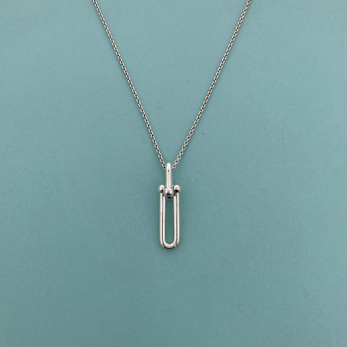 TIFFANY&Co. ティファニー ハードウェア 細長 リンク ペンダント ネックレス 63104310 レディース シルバー925 中古