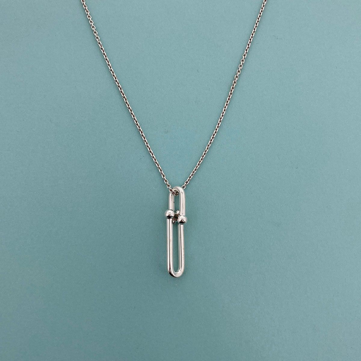 TIFFANY&Co. ティファニー ハードウェア 細長 リンク ペンダント ネックレス 63104310 レディース シルバー925 中古
