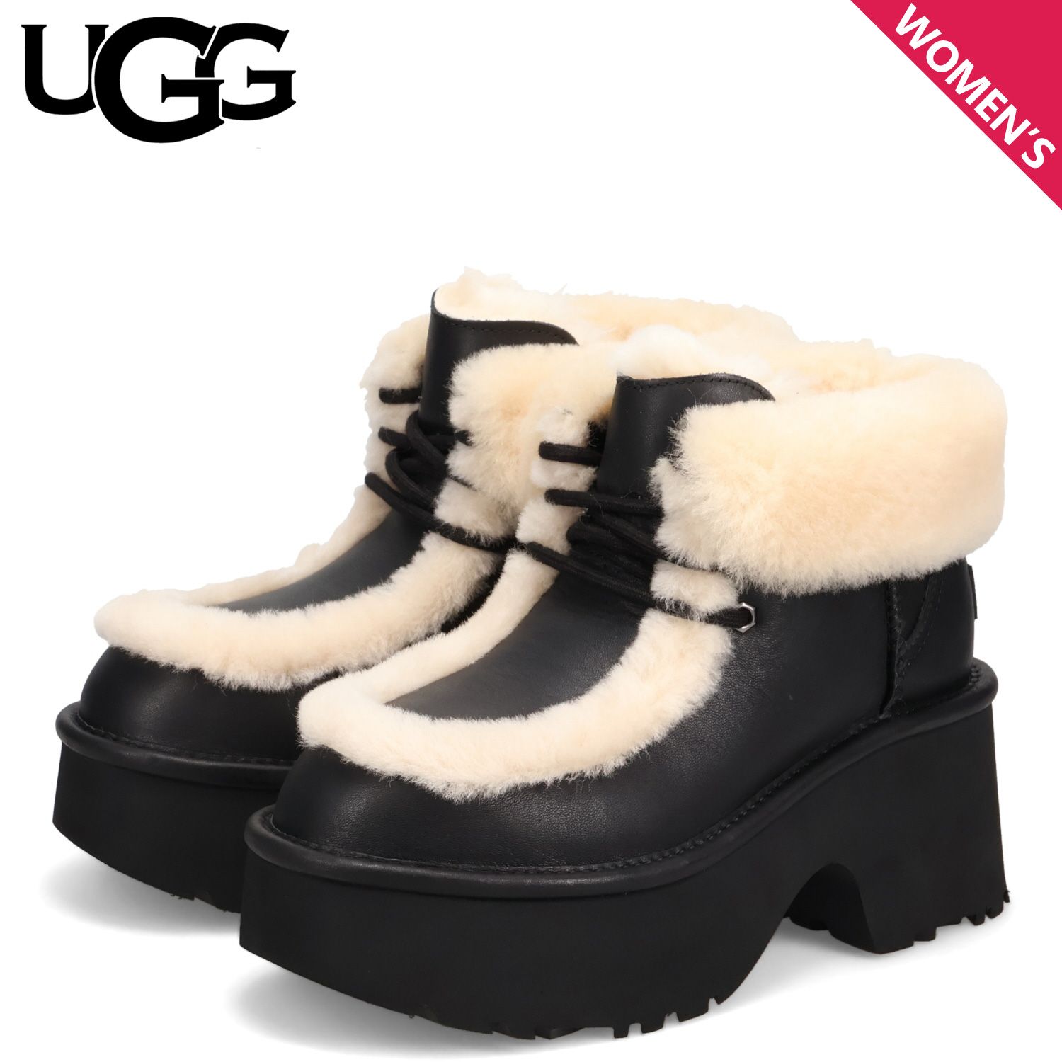 UGG アグ ブーツ ムートンブーツ エスミー レザー レース アップ レディース 厚底 ESMEE LEATHER LACE UP 1176110