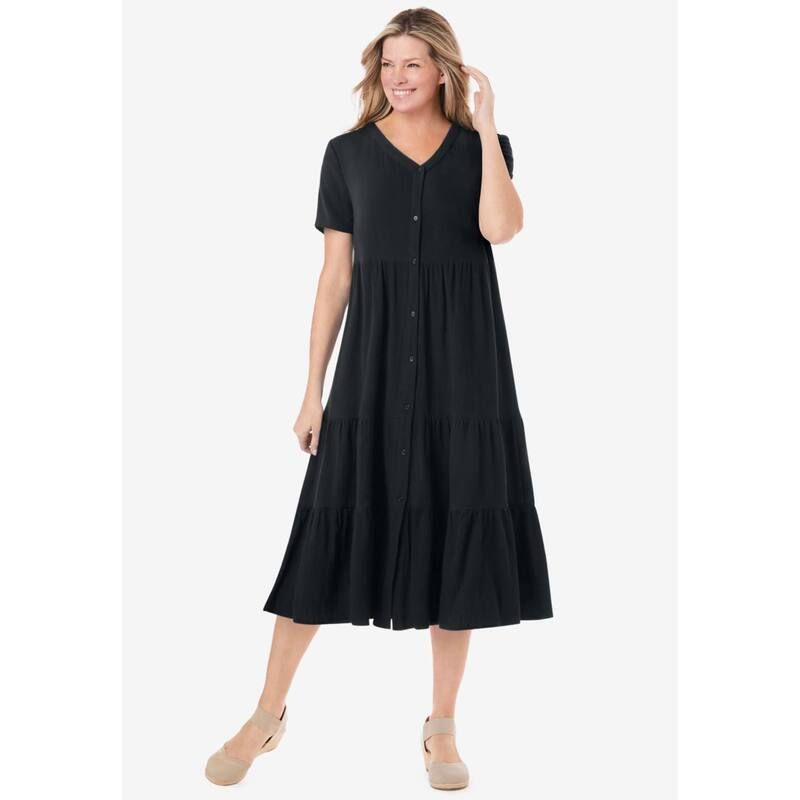 【送料無料】 ウーマン ウィズイン レディース ワンピース トップス Woman Within Plus Size Gauze Tiered Dress Peony Petal 【送料無料】 ウーマン ウィズイン レディース ワンピース トップス Woman Within Plus Size Gauze Tiered Dress Peony Petal