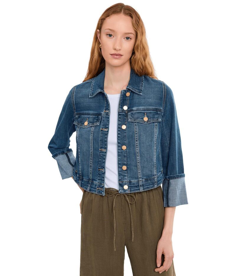 リヴァプール ロサンゼルス レディース アウター コート プチ ジーンズ ジャケット Liverpoolos Angeles Petite Bracelet Lengthigh Cuff Trucker Jeans Jacket West Ways