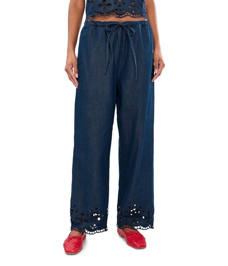 メイドウェル レディース ボトムス カジュアルパンツ 刺繍 デニム Madewell Denim EmbroideredHem PullOn Pants Marfield Wash デニム