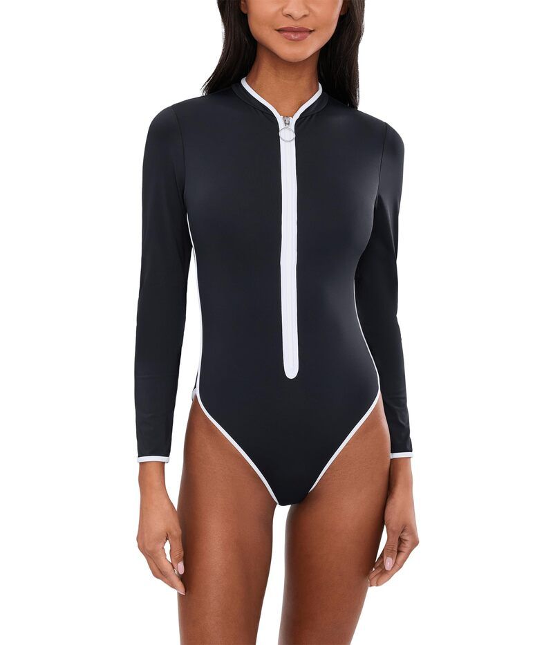 シーフォリー レディース 水着 上下セット Seafolly Collective Long Sleeve Zip Front OnePiece Black ブラック