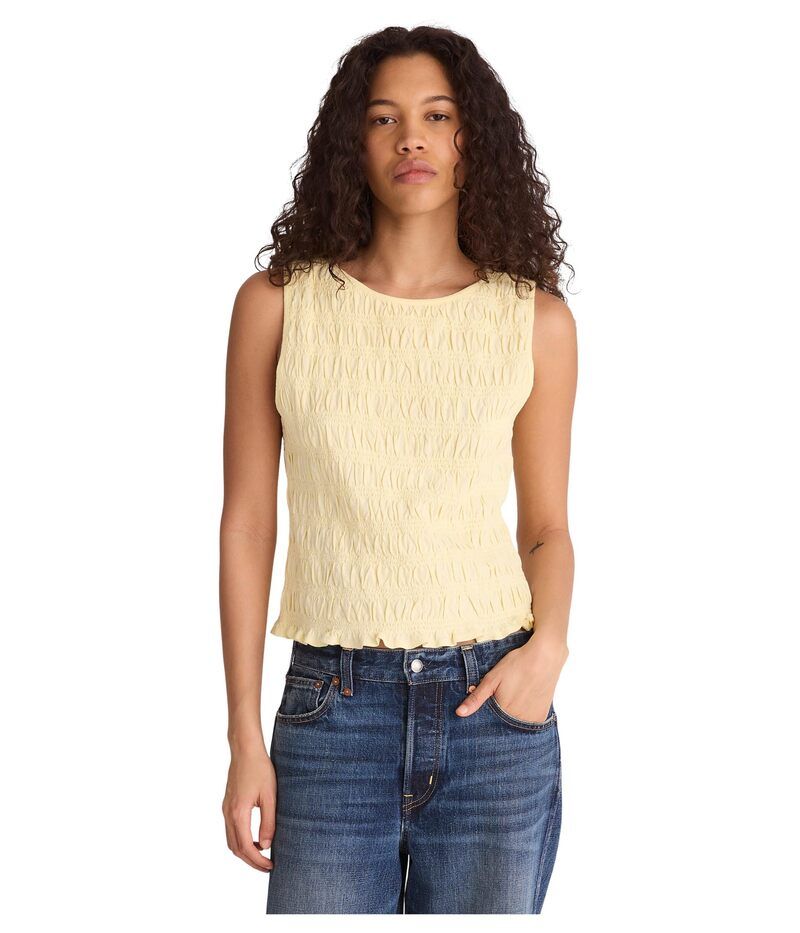 メイドウェル レディース トップス シャツ シャーリング Madewell Smocked Boatneck Tank Sheer Pineapple