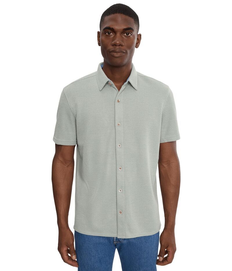 ジョンストンアンドマーフィー メンズ トップス シャツ 半袖 ニット Johnston Murphy Linden Shortsleeve Knit Shirt Sage セージ