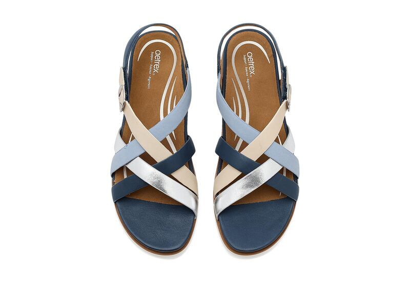 エイトレックス レディース シューズ サンダル プラットフォーム Aetrex Carmen Platform Sandals Navy Multi ネイビー