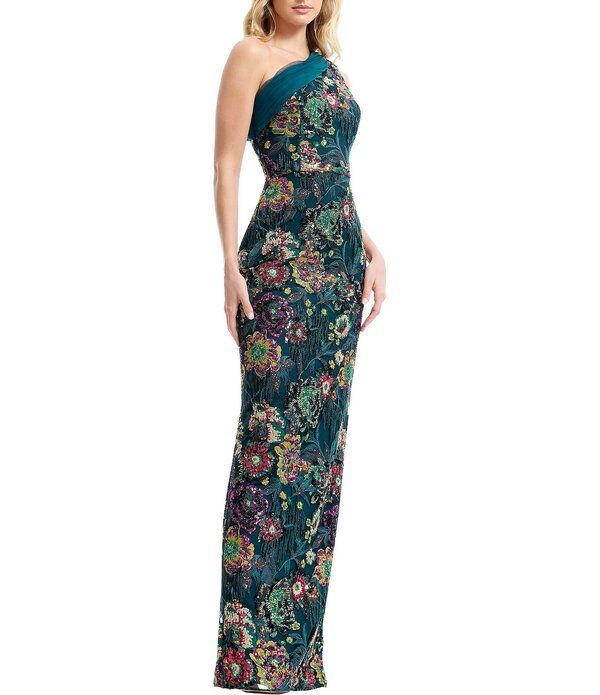 ドレスザポプレーション レディース トップス ワンピースパンコール Dress the Population Sawyer Sequin One Shoulder Gown Peacock Blue ブルー ドレスザポプレーション レディース トップス ワンピースパンコール Dress the Population Sawyer Sequin One Shoulder Gown Peacock Blue ブルー