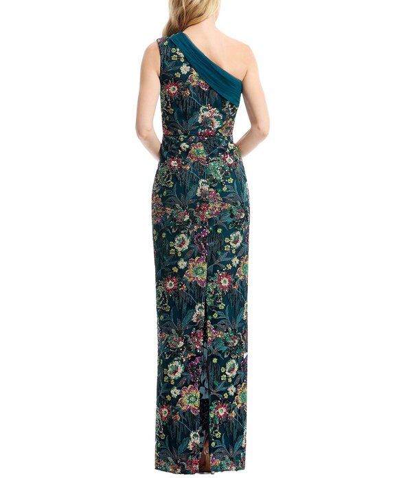 ドレスザポプレーション レディース トップス ワンピースパンコール Dress the Population Sawyer Sequin One Shoulder Gown Peacock Blue ブルー ドレスザポプレーション レディース トップス ワンピースパンコール Dress the Population Sawyer Sequin One Shoulder Gown Peacock Blue ブルー
