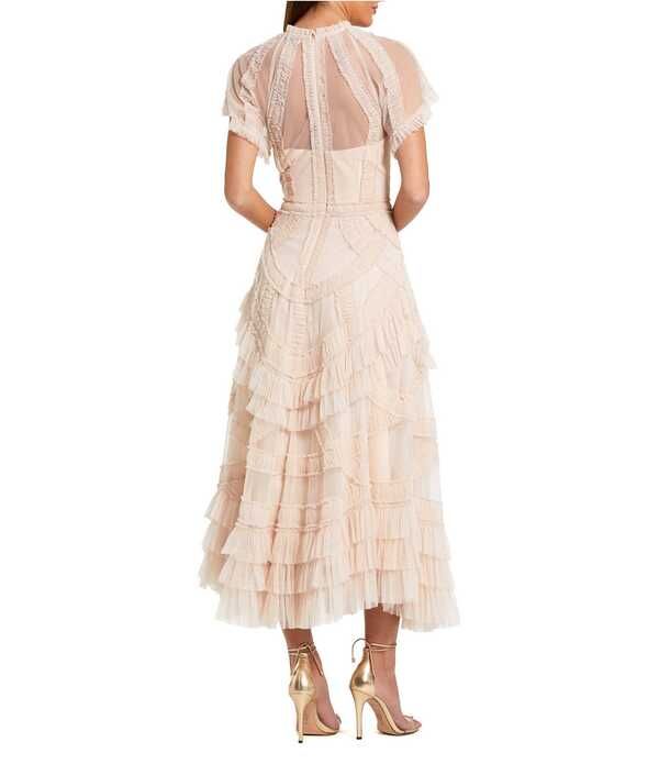 マックダガル レディース トップス ワンピース フリル メッシュ ミディ Mac Duggal Flutter Sleeve Mesh Midi Dress With Micro Ruffles Blush ブラッシュ マックダガル レディース トップス ワンピース フリル メッシュ ミディ Mac Duggal Flutter Sleeve Mesh Midi Dress With Micro Ruffles Blush ブラッシュ