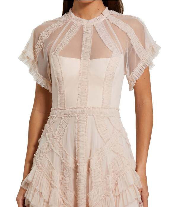 マックダガル レディース トップス ワンピース フリル メッシュ ミディ Mac Duggal Flutter Sleeve Mesh Midi Dress With Micro Ruffles Blush ブラッシュ マックダガル レディース トップス ワンピース フリル メッシュ ミディ Mac Duggal Flutter Sleeve Mesh Midi Dress With Micro Ruffles Blush ブラッシュ