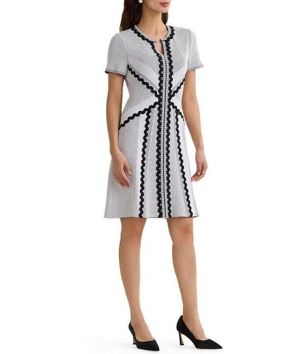 ミソック レディース トップス ワンピース A ライン モノクロ ニット MISOOK Monochrome Dotted Stitch Soft Knit Split Jewel Neck Short Sleeve ALine Dress WhiteBlac ミソック レディース トップス ワンピース A ライン モノクロ ニット MISOOK Monochrome Dotted Stitch Soft Knit Split Jewel Neck Short Sleeve ALine Dress WhiteBlac