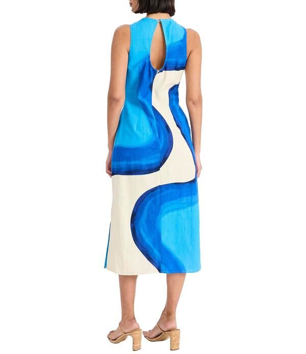 ドナモーガン レディース トップス ワンピース ミディ ノースリーブ リネン Donna Morgan Abstract Design Sleeveless Linen Midi Dress CreamBlue クリーム ドナモーガン レディース トップス ワンピース ミディ ノースリーブ リネン Donna Morgan Abstract Design Sleeveless Linen Midi Dress CreamBlue クリーム