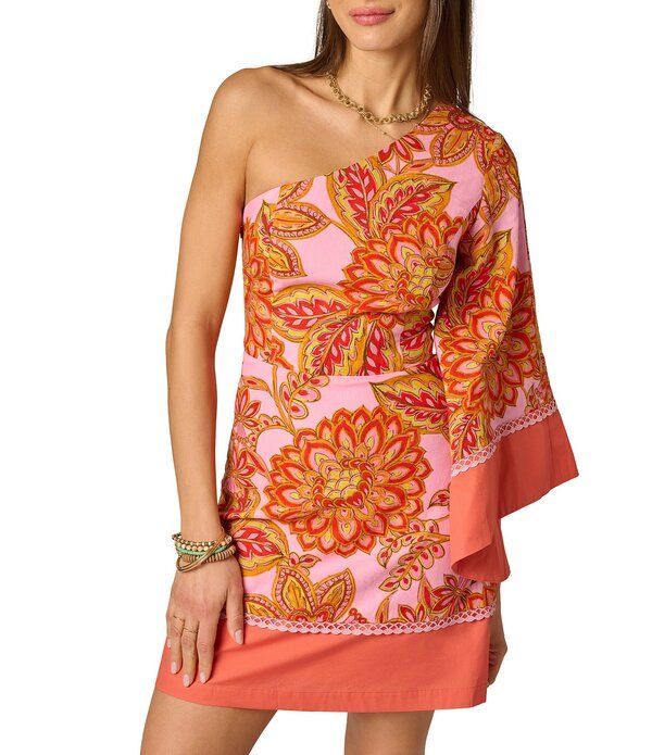 アドリアナ パペル レディース トップス ワンピース プリント ミニ Adrianna by Adrianna Papell One Sleeve Printed Sheath Mini Dress Pink Multi ピンク