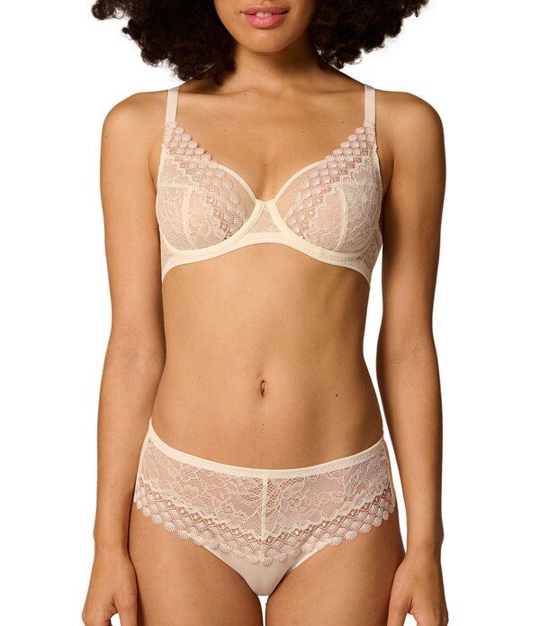 シモーヌペレール レディース アンダーウェア ブラジャー レース Simone Perele Radieuse Underwire Balconette Lace Plunge Bra Ivory アイボリー