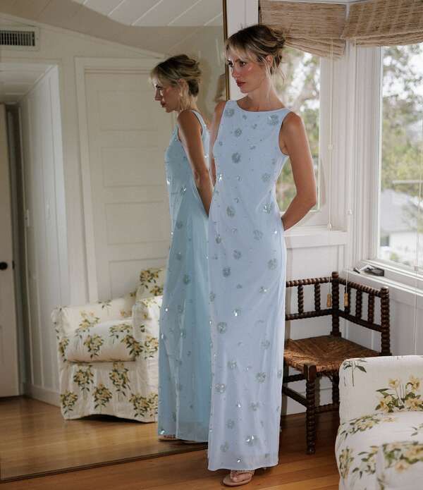 ジャンビニ レディース トップス ワンピース Gianni Bini x Cyd Morris The Bleu Embellished Gown Baby Blue ブルー
