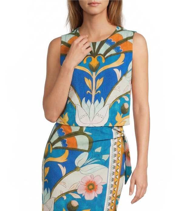 アントニオ メラーニ レディース トップス シャツ クレープリント ノースリーブラウス Antonio Melani Juliettart Deco Print Crinkle Crepe Jewel Neck Sleeveless Coordinating 31,070円