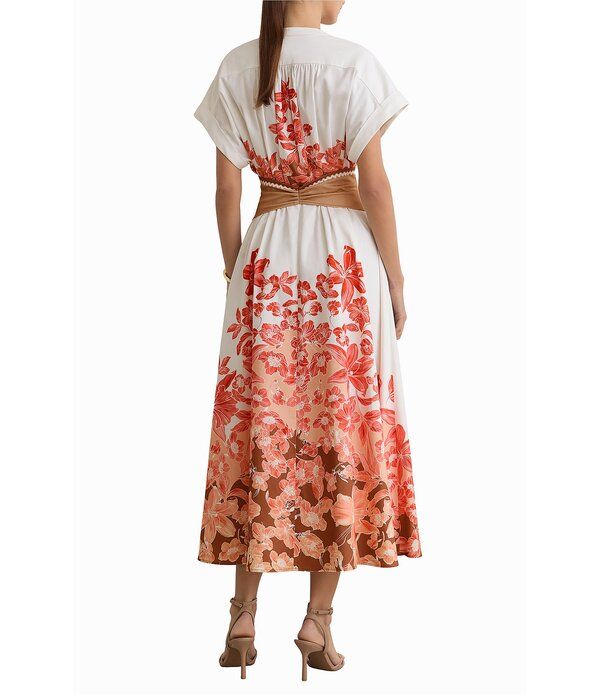 レイス レディース トップス ワンピース Vネック フラワー柄 プリント ミディ フラワー Reissawyer Floral Print VNeck Short Sleeve Belted Midi Dress PinkIvory アイボリー レイス レディース トップス ワンピース Vネック フラワー柄 プリント ミディ フラワー Reissawyer Floral Print VNeck Short Sleeve Belted Midi Dress PinkIvory アイボリー