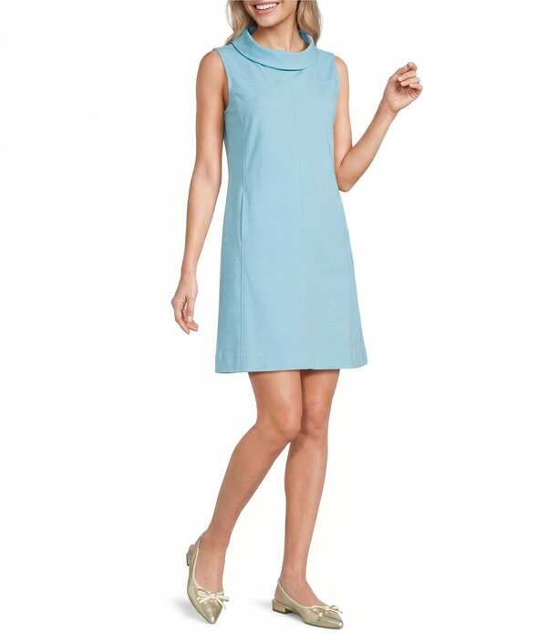 リリーピュリッツァー レディース トップス ワンピース ミニ ノースリーブ Lilly Pulitzer Payson Polished Pique Cowl Neck Sleeveless Mini Dress Capri Blue ブルー