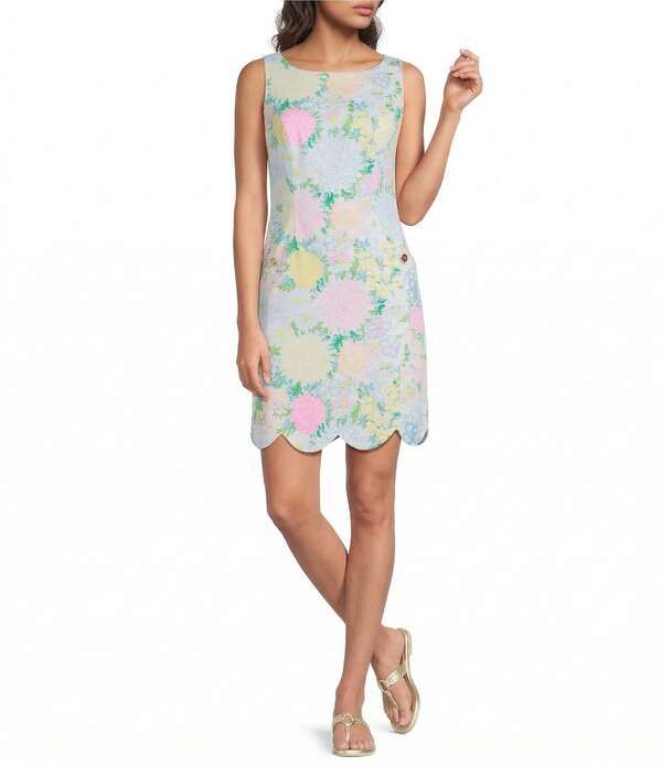 リリーピュリッツァー レディース トップス ワンピース クルーネック プリント ミニ ノースリーブ Lilly Pulitzer The Scallop Lilly Garden Print Crew Neck Sleevelesshift Mini Dres