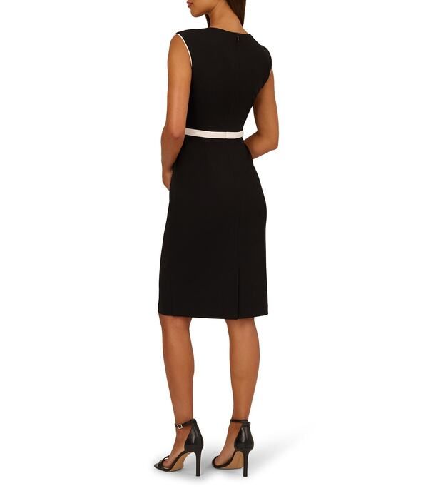 アドリアナ パペル レディース トップス ワンピース クレープ ひざ丈 ノースリーブ コントラスト Adrianna Papell Crepe Boat Neck Sleeveless Contrast Bow Trim Sheath Knee Length アドリアナ パペル レディース トップス ワンピース クレープ ひざ丈 ノースリーブ コントラスト Adrianna Papell Crepe Boat Neck Sleeveless Contrast Bow Trim Sheath Knee Length