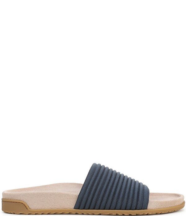 バイオニック レディース シューズ パンプス サンダル リブ ニット Vionic Evie Ribbed Knit Slide Sandals Dark Denim デニム