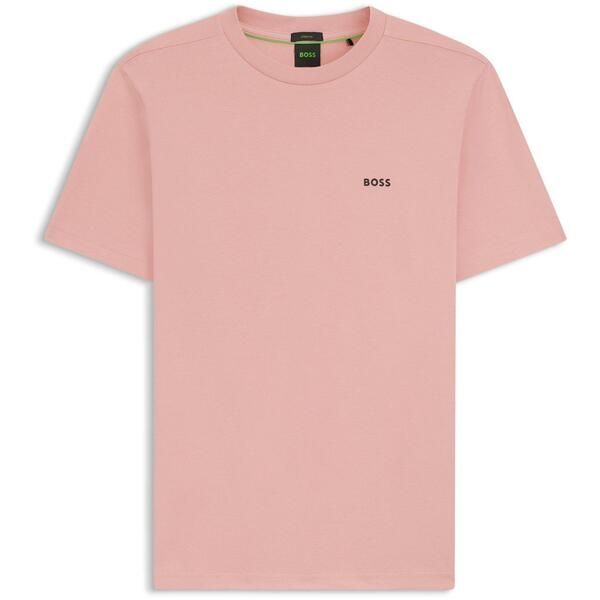 ボス メンズ トップス Tシャツ コットン ロゴ Boss Mens BOSS GREEN TShirt with Logo Design Stretch Cotton Pink 686 ピンク