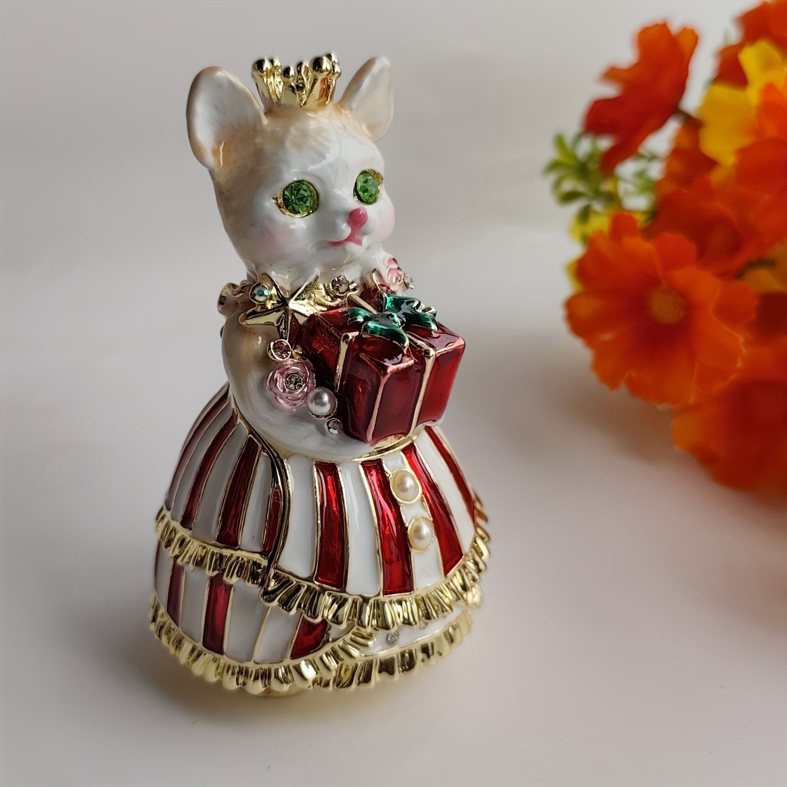 小物入れ 鍵置き 置物 インテリア オブジェ ドレスを着ているネコ ねこ 猫 緑の目 青い目 2種類 玄関 鍵 収納ボックス 雑貨 インテリア オシャレ ジュエリーボックス アクセサリーケース ミニサイズ 亜鉛合金