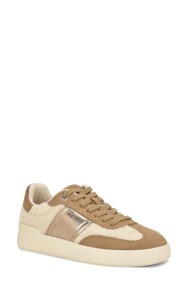 ナインウェスト レディース シューズ スニーカー Nine West Linehan Faux Shearling Sneaker Medium Natural