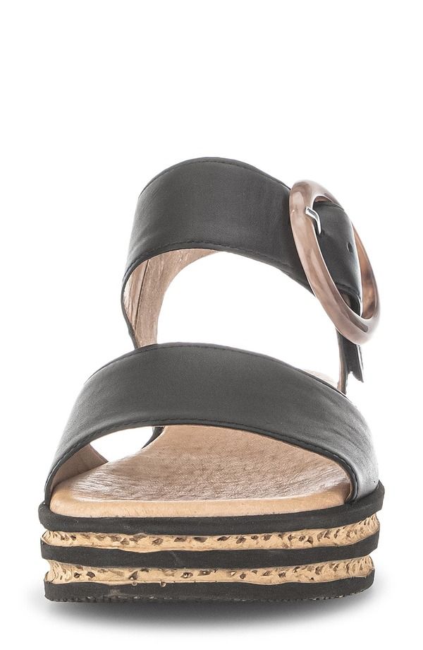ガボール レディース シューズ サンダル アンクル Gabor Ankle Strap Wedge Sandal Black ブラック