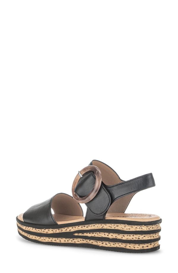 ガボール レディース シューズ サンダル アンクル Gabor Ankle Strap Wedge Sandal Black ブラック