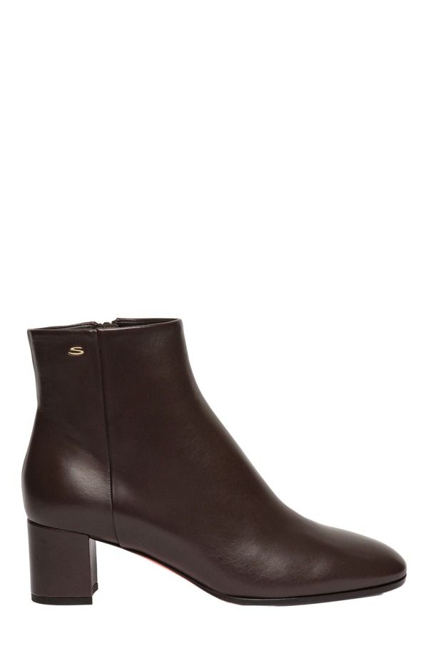 サントーニ レディース シューズ ブーツ・レインブーツ アンクル レザー ヒール Santoni Womens leather midheel ankle boot Brown ブラウン