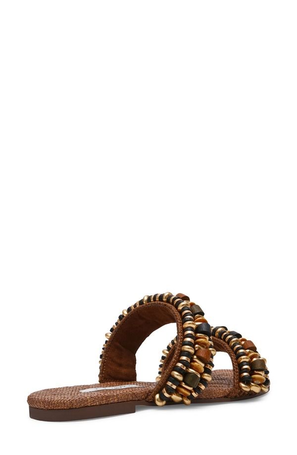 スティーブ マデン レディース シューズ サンダル Steve Madden Messima Beaded TwoStrap Sandal Brown Raffia ブラウン