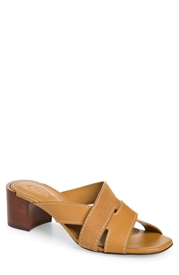 トッズ レディース シューズ サンダル ヒール Tods Block Heel Slide Sandal Biscotto Chiaro