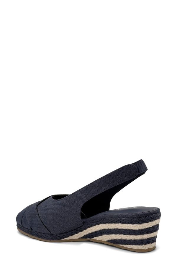 エアロソールズ レディース シューズ サンダル リネン Aerosoles Roberta Linen Slingback Espadrille Wedge Sandal Navy Linen ネイビー